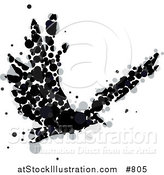 Vector Illustration of an Abstract Crow or Raven Made of Black and Gray Circles in Flight by AtStockIllustration