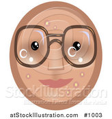 Vector Illustration of an Acne Emoticon Wearing Glasses - Tan Version by AtStockIllustration