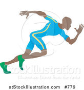 Vector Illustration of an African American Sprinter Man Running During a Race by AtStockIllustration