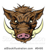 Vector Illustration of an Aggressive Boar Mascot Face by AtStockIllustration