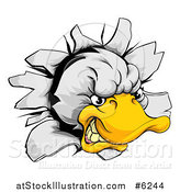Vector Illustration of an Aggressive Duck Mascot Breaking Through a Wall by AtStockIllustration