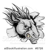 Vector Illustration of an Aggressive Gray Horse Stallion Breaking Through a Wall by AtStockIllustration