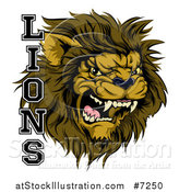 Vector Illustration of an Aggressive Male Lion Roaring Mascot and Text by AtStockIllustration