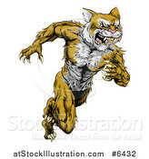 Vector Illustration of an Aggressive Muscular Wildcat Man Sprinting by AtStockIllustration
