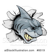 Vector Illustration of an Aggressive Shark Breaking Through a Wall by AtStockIllustration
