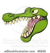 Vector Illustration of an Aggressive Snarling Alligator Mascot Head by AtStockIllustration