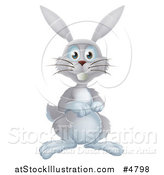 Vector Illustration of an Alert Gray Bunny Rabbit by AtStockIllustration