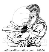 Vector Illustration of an Angry Black and White Strong Spartan Warrior Punching by AtStockIllustration