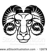 Vector Illustration of an Aries Ram - Zodiac Horoscope Astrology - Black Outline by AtStockIllustration