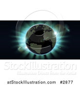 Vector Illustration of an Atlantic Earth Against Blue Northern Lights During an Eclipse by AtStockIllustration