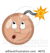 Vector Illustration of an Emoticon Bomb with Lit Fuse - Tan Version by AtStockIllustration