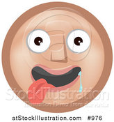 Vector Illustration of an Emoticon Hanging Drooling with Tongue out - Tan Version by AtStockIllustration