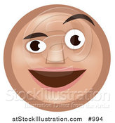 Vector Illustration of an Emoticon Smiling and Raising One Eyebrow - Tan Version by AtStockIllustration