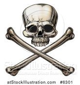 Vector Illustration of an Engraved Human Skull over Crossed Bones by AtStockIllustration