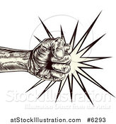 Vector Illustration of an Engraved Punching Fist Making Impact by AtStockIllustration