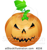 Vector Illustration of an Evil Carved Jackolantern Halloween Pumpkin by AtStockIllustration
