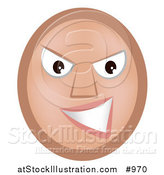 Vector Illustration of an Evil Emoticon Grinning in a Devilish Manner - Tan Version by AtStockIllustration