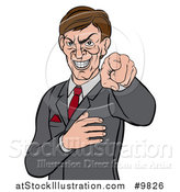 Vector Illustration of an Evil White Business Man Pointing His Finger Outwards by AtStockIllustration