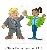 Vector Illustration of an Excited Businessman Giving a Businesswoman a High Five by AtStockIllustration