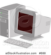 Vector Illustration of an Old Desktop Computer with a CRT Screen by AtStockIllustration