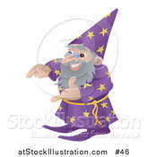 Vector Illustration of an Old Male Wizard Gesturing with His Hands by AtStockIllustration