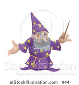 Vector Illustration of an Old Male Wizard Holding a Magic Wand by AtStockIllustration