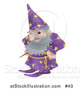 Vector Illustration of an Old Male Wizard with Magic Wand by AtStockIllustration