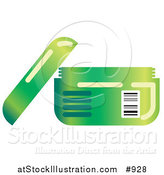 Vector Illustration of an Open Green Container of Face Cream or Body Lotion by AtStockIllustration