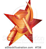 Vector Illustration of an Orange Star, Hammer and Scythe by AtStockIllustration