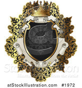Vector Illustration of an Ornate Black and Gold Scroll Frame with Copyspace by AtStockIllustration
