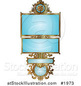 Vector Illustration of an Ornate Blue and Gold Floral Frame with Copyspace by AtStockIllustration