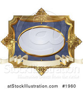 Vector Illustration of an Ornate Blue and Gold Frame with Copyspace by AtStockIllustration