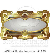 Vector Illustration of an Ornate Gray Oval and Gold Frame with Copyspace by AtStockIllustration