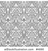 Vector Illustration of an Ornate Gray Seamless Art Nouveau Pattern Background by AtStockIllustration