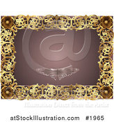 Vector Illustration of an Ornate Mauve and Gold Butterfly Frame with Copyspace by AtStockIllustration