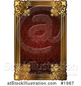 Vector Illustration of an Ornate Red Pattern and Gold Frame with Copyspace by AtStockIllustration