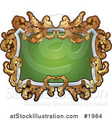 Vector Illustration of an Ornate White, Green and Gold Frame with Copyspace by AtStockIllustration