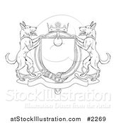 Vector Illustration of an Outlined Alsatian Coat of Arms Shield with a Collar by AtStockIllustration