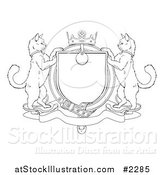 Vector Illustration of an Outlined Cat Coat of Arms Shield by AtStockIllustration