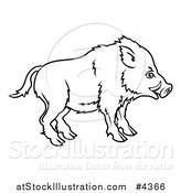 Vector Illustration of an Outlined Chinese Zodiac Boar in Profile by AtStockIllustration