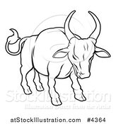 Vector Illustration of an Outlined Chinese Zodiac Bull by AtStockIllustration