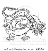 Vector Illustration of an Outlined Chinese Zodiac Dragon by AtStockIllustration