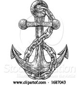 Vector Illustration of Anchor from Boat or Ship Tattoo Drawing by AtStockIllustration