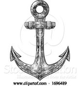 Vector Illustration of Anchor from Boat or Ship Tattoo Drawing by AtStockIllustration