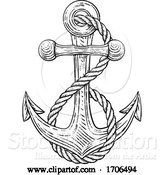 Vector Illustration of Anchor from Boat or Ship Tattoo Drawing by AtStockIllustration