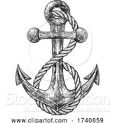 Vector Illustration of Anchor from Boat or Ship Tattoo Drawing by AtStockIllustration