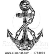 Vector Illustration of Anchor from Boat or Ship Tattoo Drawing by AtStockIllustration