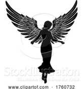 Vector Illustration of Angel Lady with Wings Silhouette by AtStockIllustration