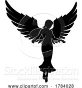 Vector Illustration of Angel Lady with Wings Silhouette by AtStockIllustration