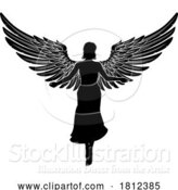 Vector Illustration of Angel Lady with Wings Silhouette by AtStockIllustration